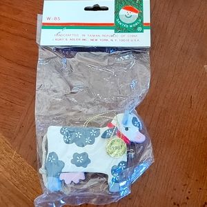 1987 NWT Wooden Cow Ornament